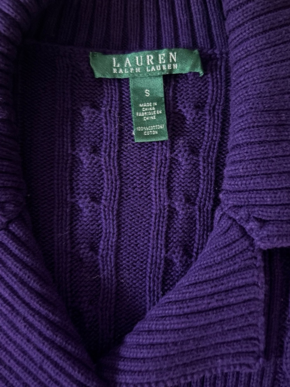 Vintage Ralph Lauren Purple Cable-Knit Crewneck Sweater women sz small - Picture 5 of 5